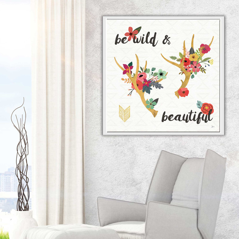 « boho beauté i », art textuel sur toile encadrée, H 21,5 po x l 21,5 po x P 2 po, Cadre flottant blanc