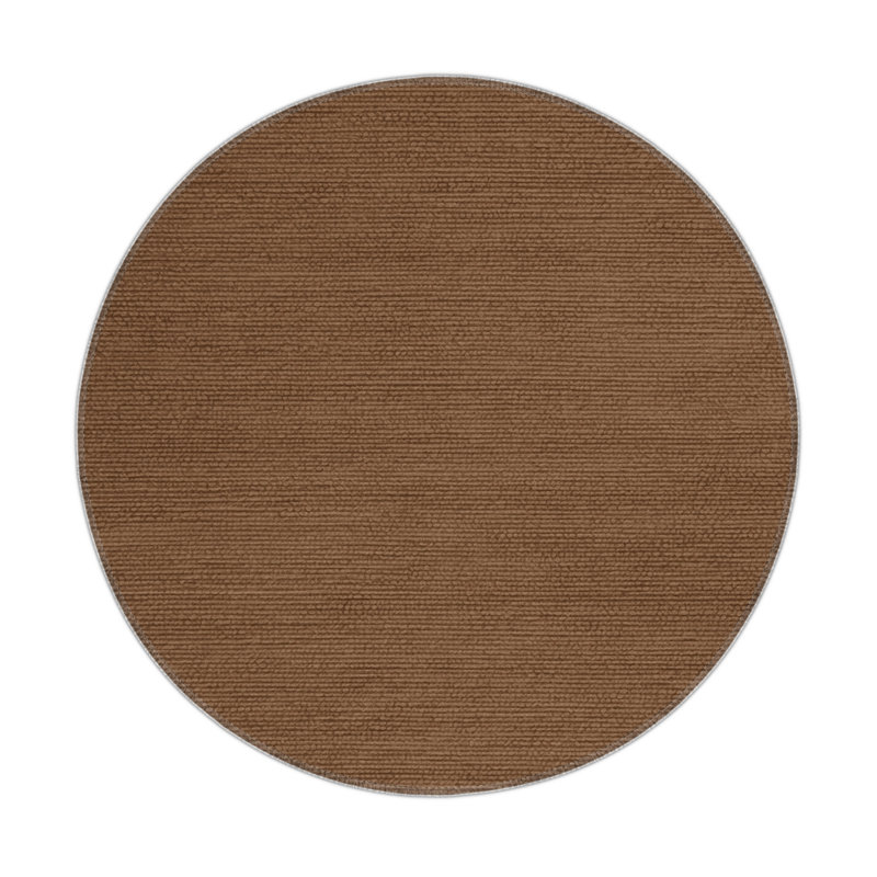 Solid Brown Indoor and Outdoor Area Rug, Round 5'