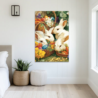 Art mural de lapin de Pâques GUTTATY, décoration murale de photos de lapin de Pâques au printemps, œufs de Pâques et photos de lapin, impressions de Pâques pour le salon, la chambre d'enfant, la chambre de bébé, la chambre de bébé prête à être suspendue, 28 po x 40 po