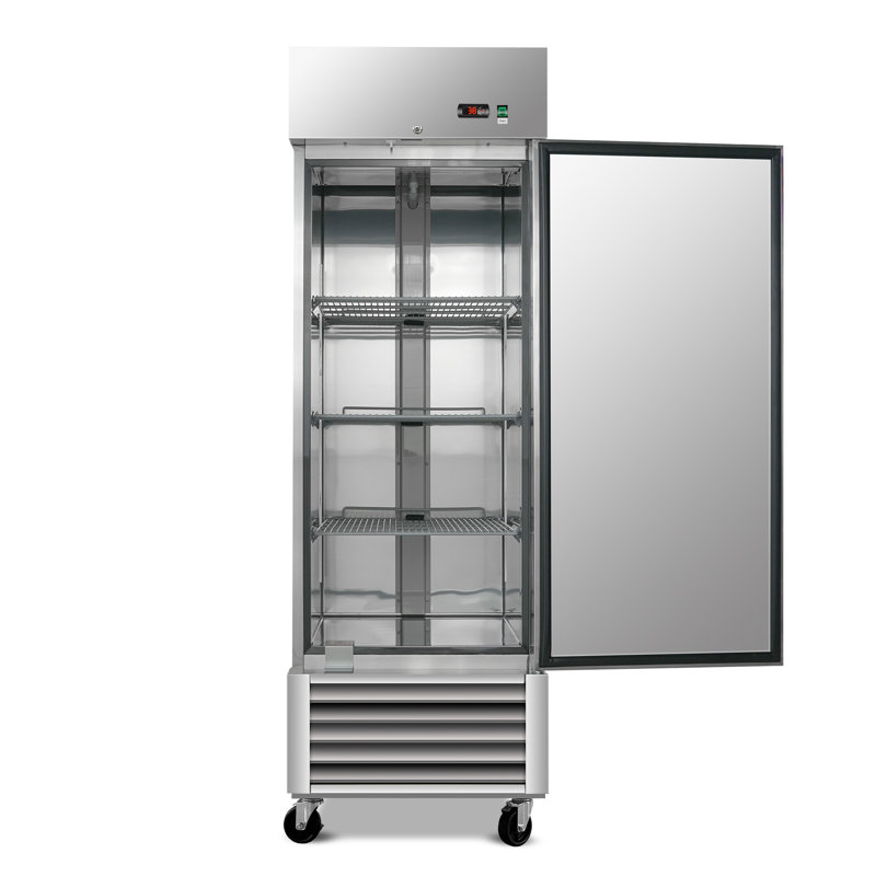 Réfrigérateur commercial 27 po à porte simple en acier inoxydable, 23 pi³, thermostat numérique à DEL à dégivrage automatique