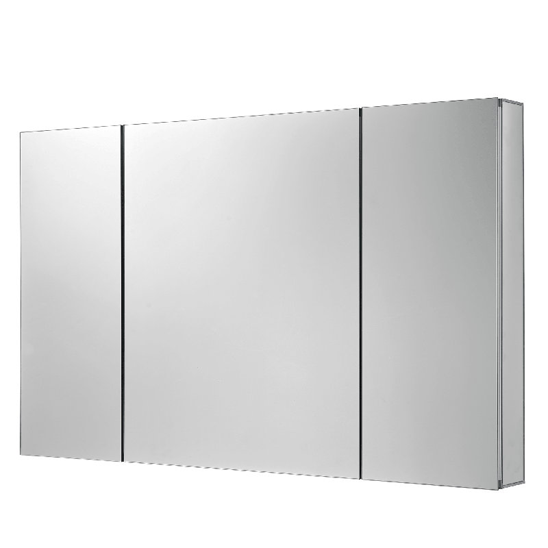 FIXTURES FIXTURES Armoire à pharmacie encastrée ou en saillie en aluminium sans cadre avec charnières à fermeture douce et étagères en verre réglables