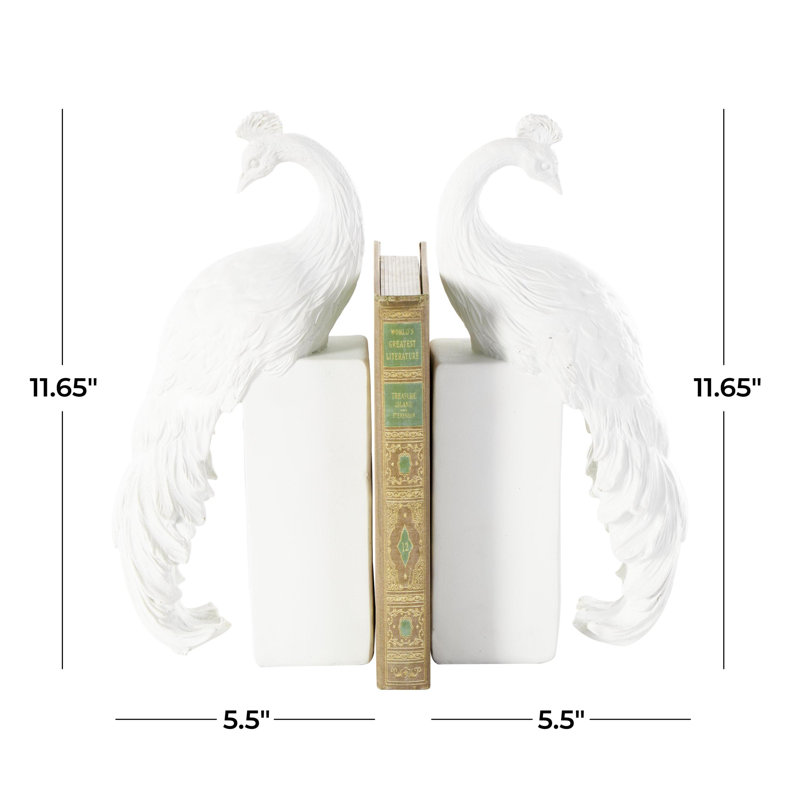 Serre-livres en résine et paon Cole