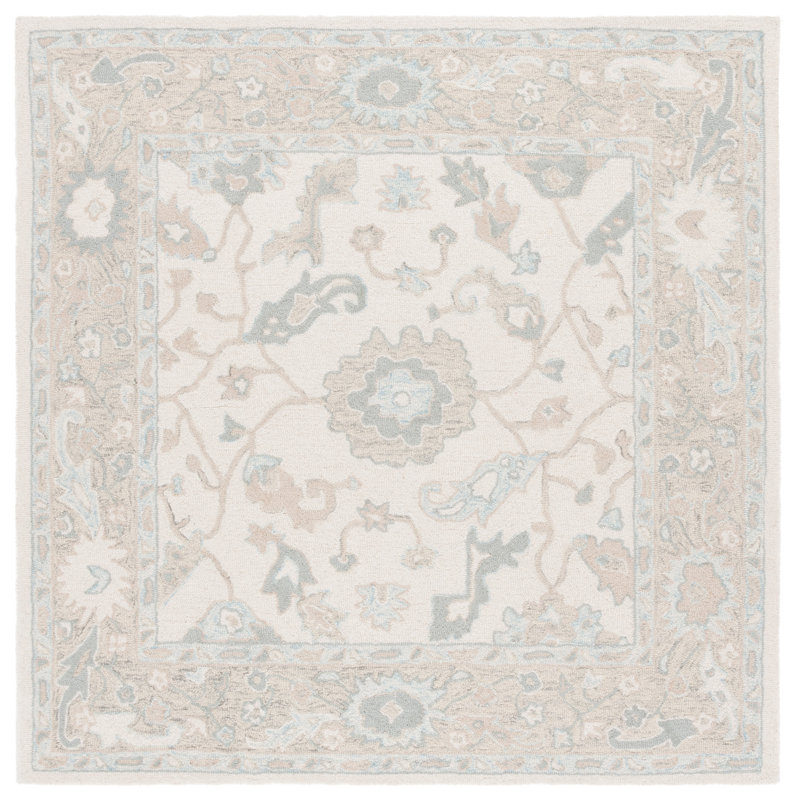 Tapis oriental en laine touffeté à la main Ebony, Carré 6 po