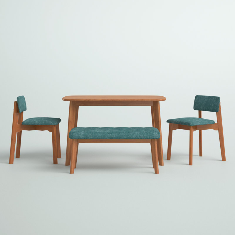 Boston 4 - Person Solid Wood Top Four Leg Dining Set, Teal