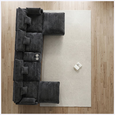 Sofa 145" U Shaped Cloud Couch Sectional, Oversized Star-black Chenille Cloud Couch, Large Comfy Fluffy Modular Sectional , 6 Seat Sectionals Sofa Set