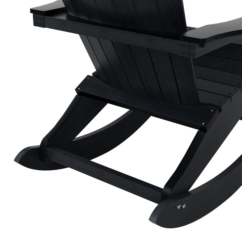 Outdoor All-Weather Poly Arrlo Rocking Plastic Chair, Black