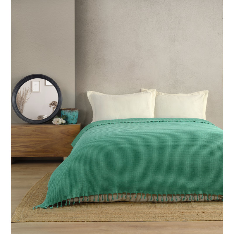 Couvre-lit en coton gaufré KAFTHAN, Simple, Menthe