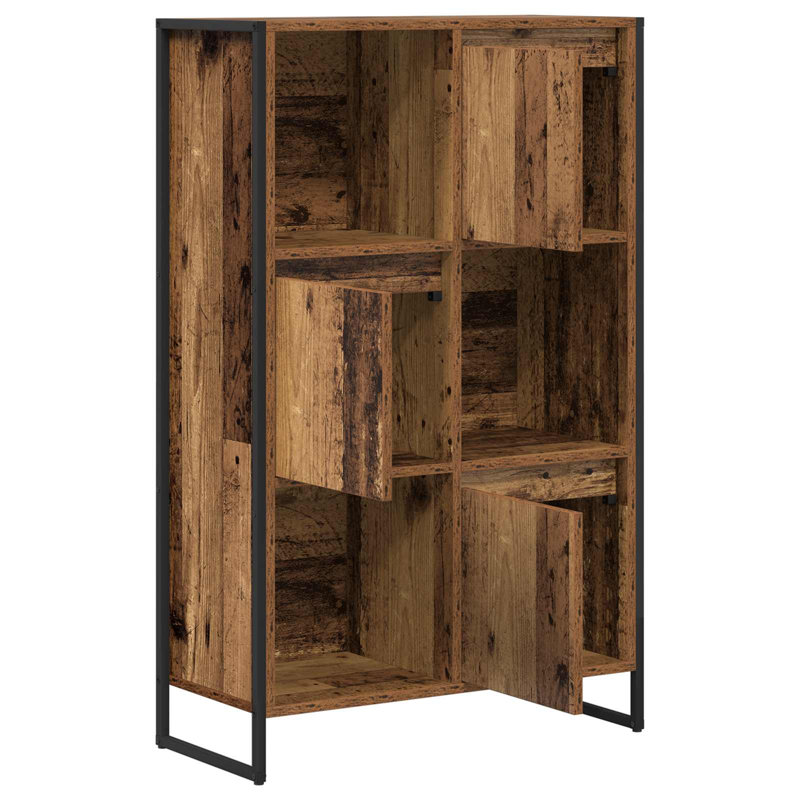 108cm H x 68cm W Steel Book Cabinet Bookcase, Old Wood