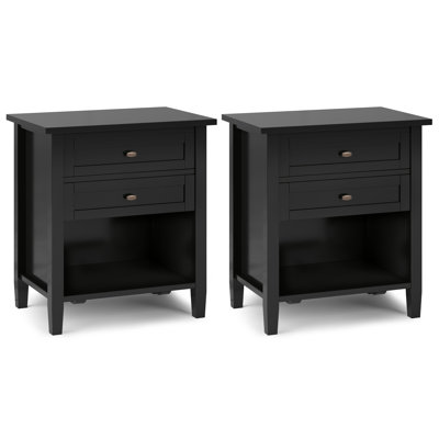 Table de chevet transitionnelle en bois massif 24 po Hettie (ensemble de 2)