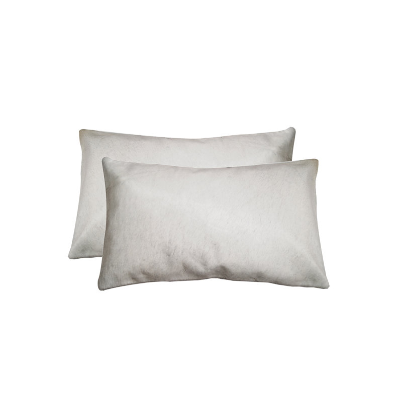  (Ensemble de deux) Coussin lombaire en peau de vache 12 "X 20", Blanc cassé