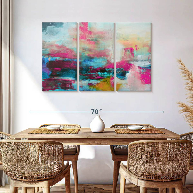 Avery Abstract Pink Aqua, 36" H x 57" W