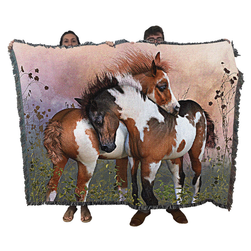 Pure Country Weavers A Good Life Blanket by Laurie Prindle - Horse Lover Gift Tapestry Throw Woven from Cotton - Made in the USA (72x54)