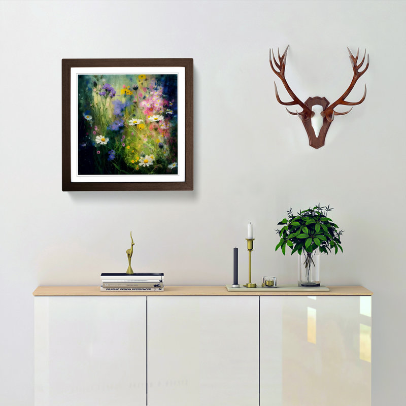 Wildflowers Impressionism No.1 - Framed Print, Walnut