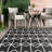 Bellino Geometric Machine Woven / Power Loomed Black Indoor/Outdoor Patio Rug-2100014792