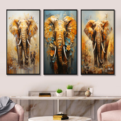 Elephant Symbolic Strength Dreams - Elephant Canvas Wall Art Set Of 4