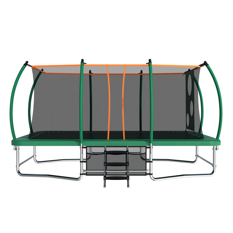 10x16ft Outdoor Square Trampolines For Kids Adults Long Rectangular Tumbling Trampoline, Green
