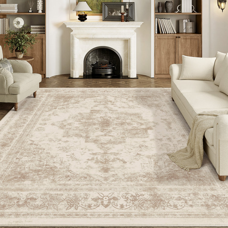 Elaine Machine Washable Oriental Area Rug with Non-Slip Backing