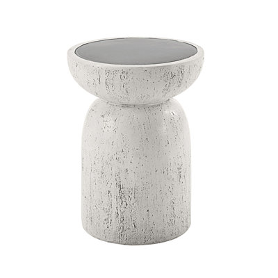 Dylana Natural Gray Finish Fiber Concrete Accent Table