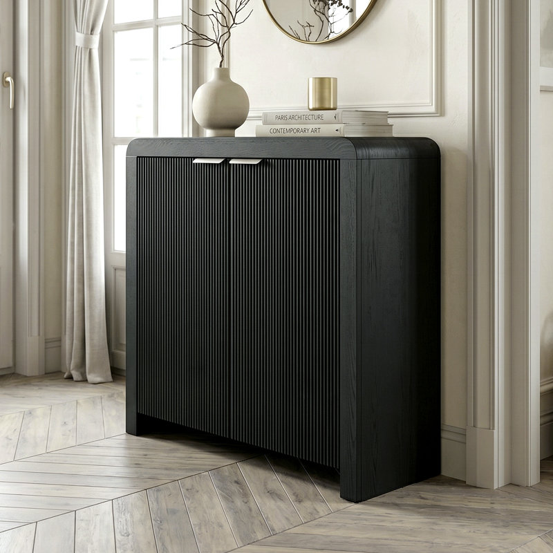 Armoire d'appoint rectangulaire en grain noir Preston, Grain noir