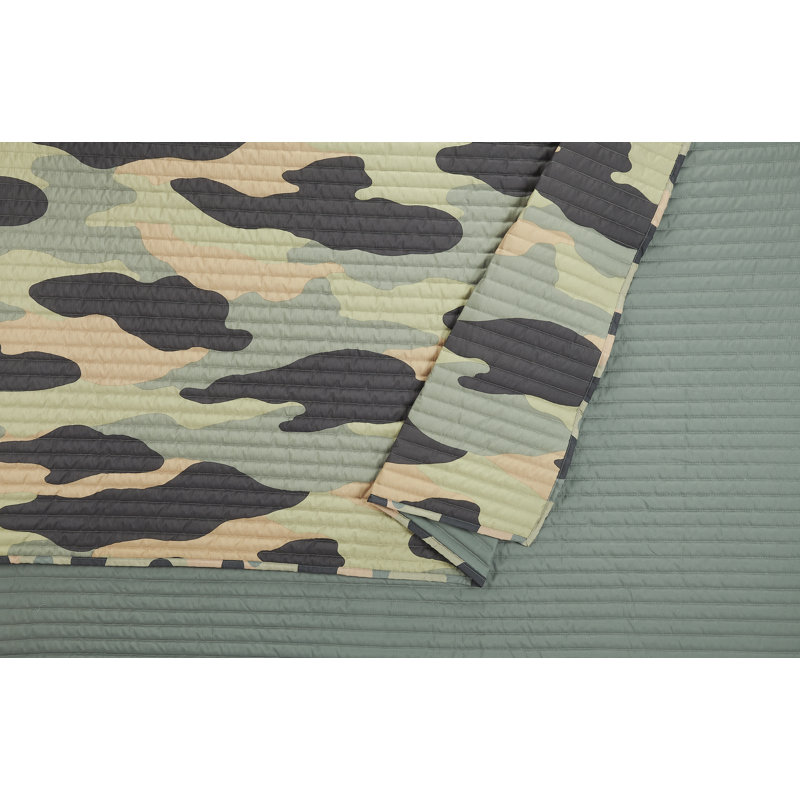 Full Gray Reversible Microfiber Camo Comforter Set