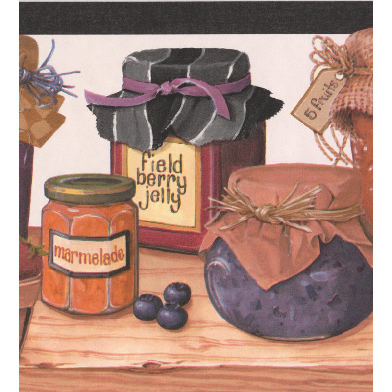 Bordure de papier peint de cuisine pour salle de bain confiture et gelée de style rétro L 15 pi x l 7 po