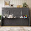 Lit escamotable double avec bureau, station de charge USB, lumières DEL, gris foncé-1150842700-1150842689