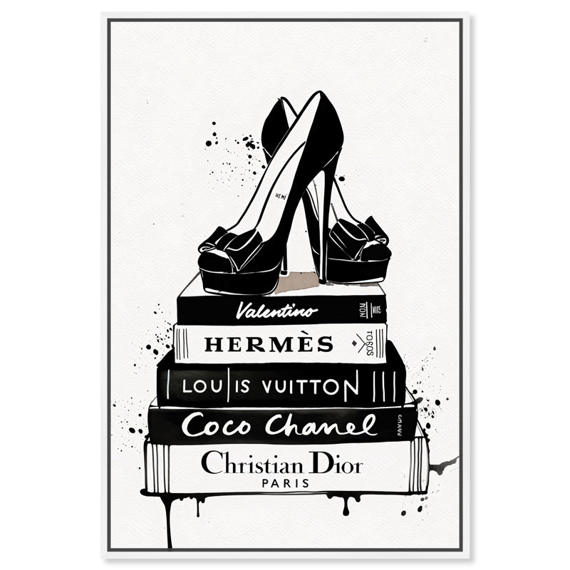 «Heel's Blot Beauty Burst», reproduction de mode tendance sur toile , H 46 po x l 31 po, Cadre blanc