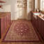 Tapis de salon traditionnel persan audacieux, de couleur bordeaux, cuivre, vert, crème et rose, lavable à la machine, antidérapant, à poils courts, adapté à l'intérieur et à l'extérieur, pour salon, chambre, salle à manger, entrée, couloir, bureau.-74738823