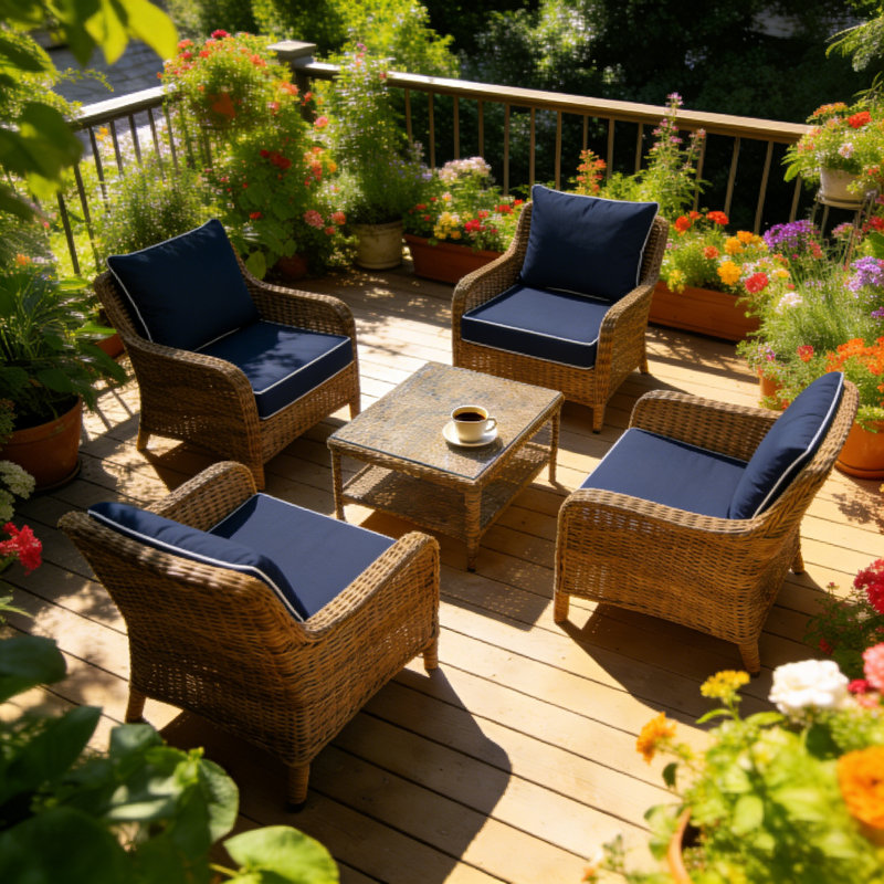Fade Resistant Outdoor Chair Cushions Set Of 4, 19X19 Deep Seat Patio Cushions, 28D High Resilience Foam Replacement Patio Chair Cushions Set Of 4 With Removable Cover For Sofa, Adirondack Chair, Sectional,Navy Blue