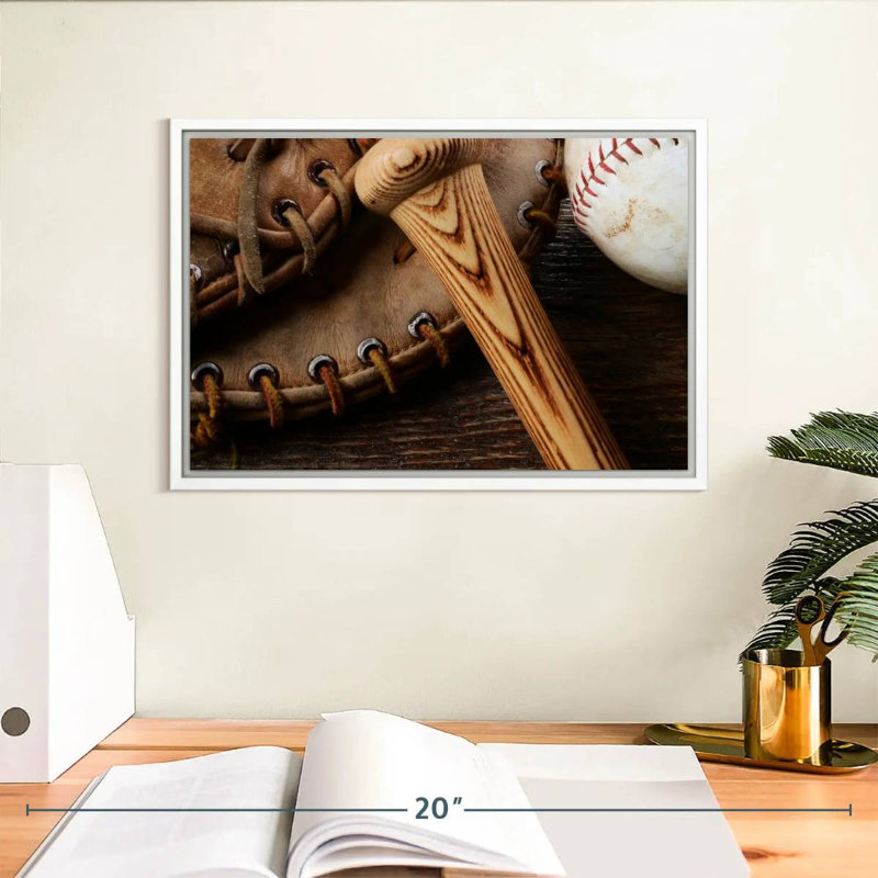 Old Old Baseball Stuff, Cadre flottant blanc, 13 po x 9 po