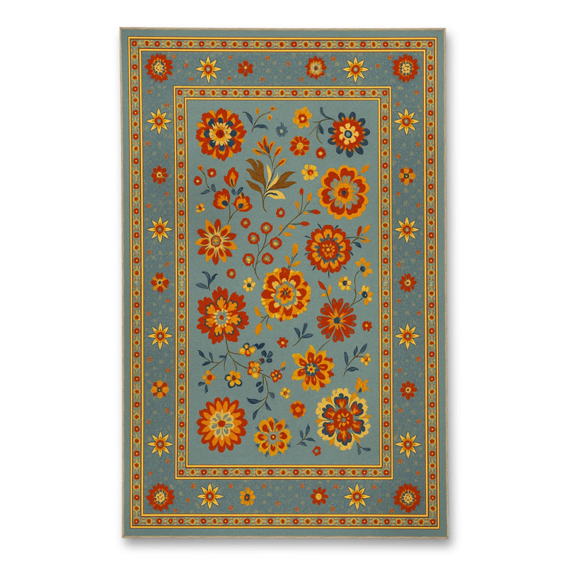 Tapis tissé à motif floral lavable Mosso, 2'6" x 9'10"