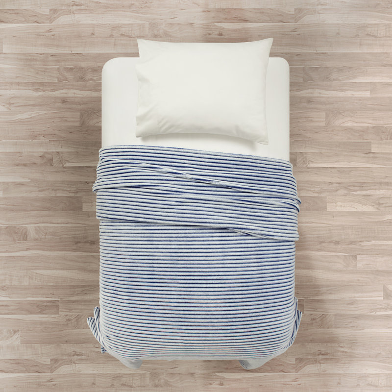Couverture , Très grand simple, Blanc / Bleu marine
