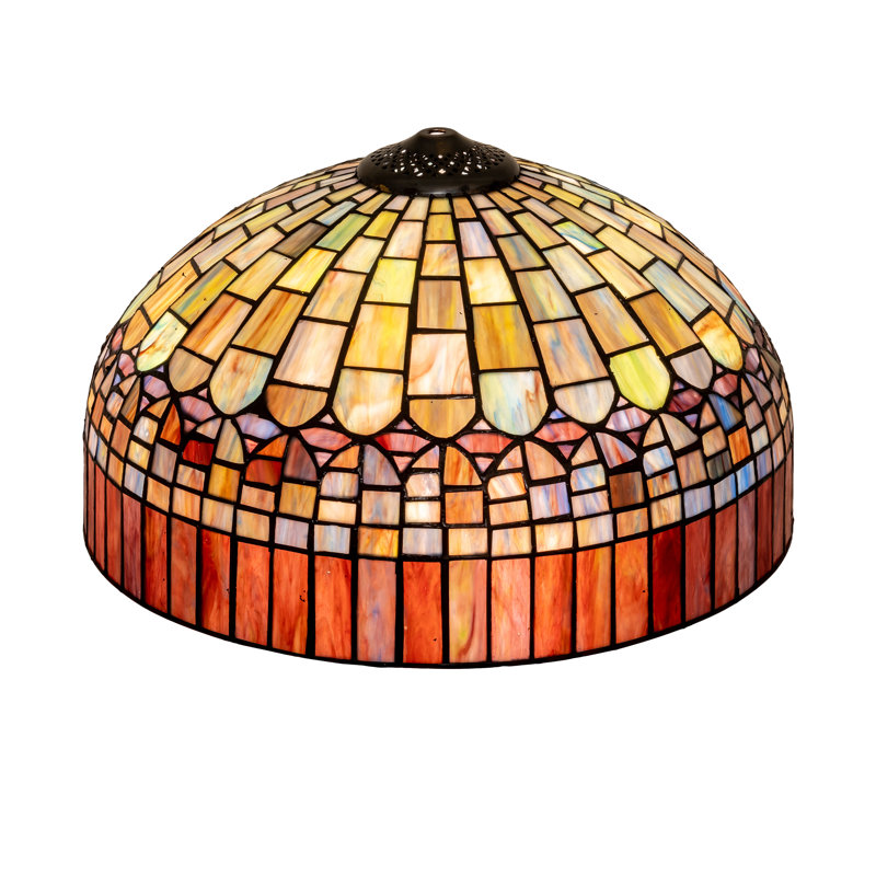 22" Wide Tiffany Candice Shade, Red/Blue/Yellow/Purple, 9" H x 16" W x 16" D