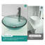 Lavabo de salle de bain vasque en verre à texture verticale artistique avec bonde escamotable, lavabo vert trempé avec bol rond à garniture noire (sans robinet) (n'inclut que le lavabo de salle de bain)