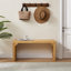 Banc de salle à manger et table, banc en bois de pin d'intérieur pour entrée, salon, cuisine et chambre à coucher, ensemble de table et banc (nature, banc long et table) en verre trempé inclus