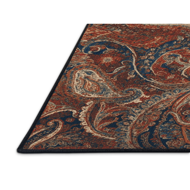 Washable Paisley Designs Farm Area Rug, Round 7'