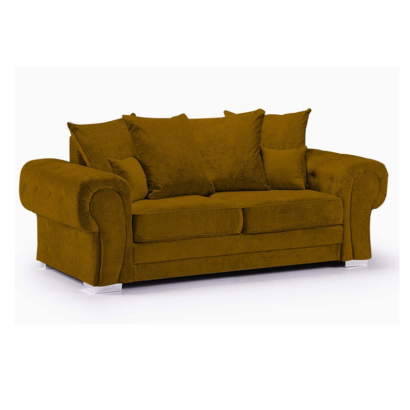 Deschamps 3 Seater Chenille Sofa, Mustard