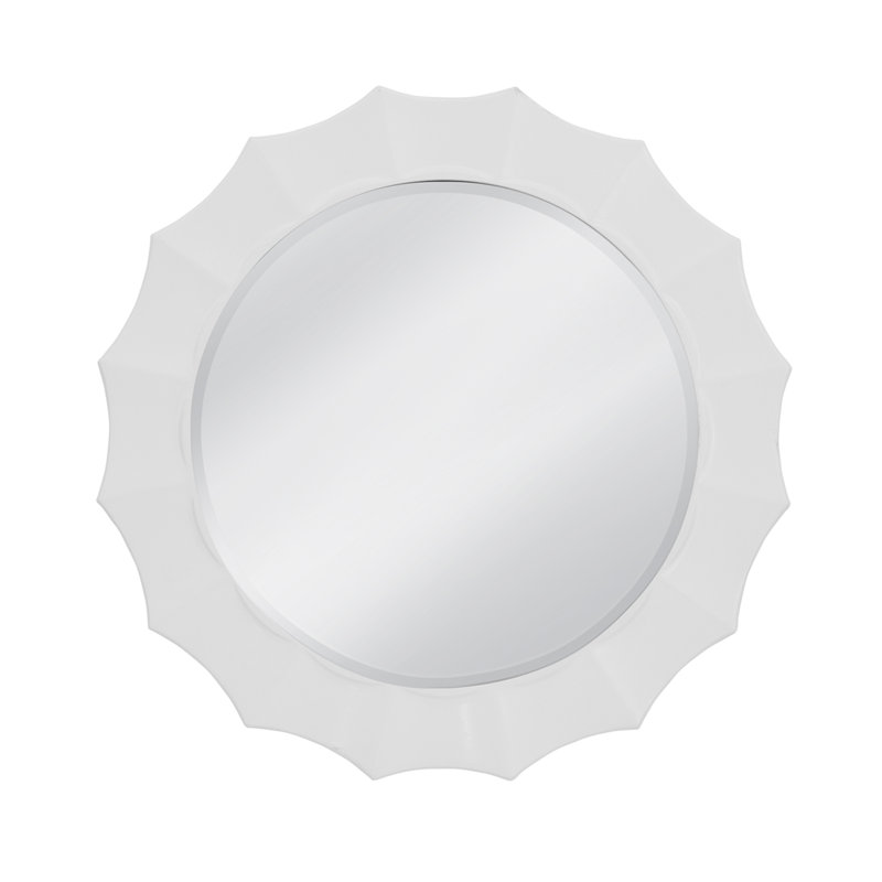 White Altair Round Wall Mirror with Curved Frame – Modern Elegant Décor, Glossy White