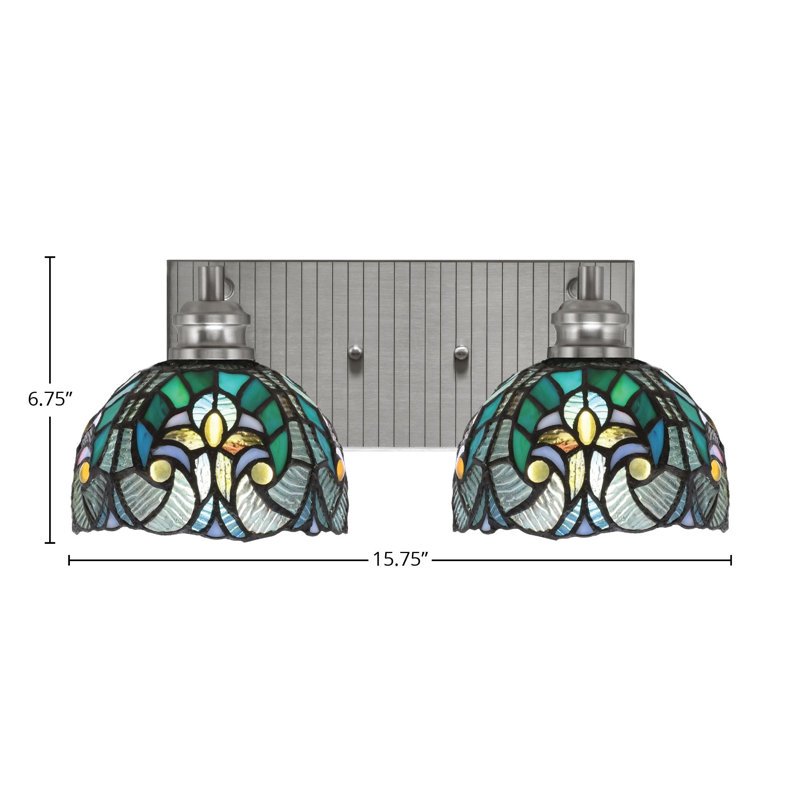 Éclairage pour meuble-lavabo 2 lumières Alberry, Nickel brossé, Vert