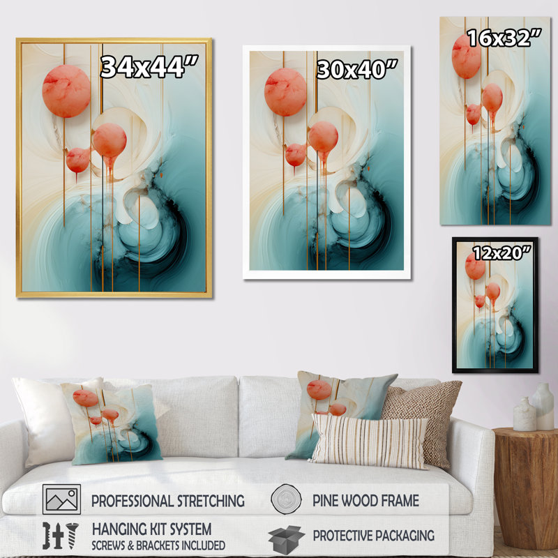 Tendre éveil en rétro bleu et rouge I - salon d'art moderne géométrique mural, H 40 po x l 30 po x P 1,5 po