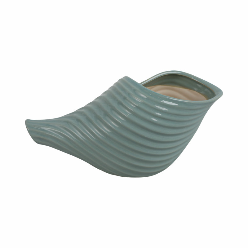17" Seaside Blue Ceramic Shell Planter