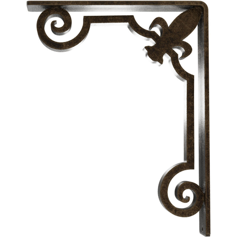 Support en fer forgé Fleur De Lis, Or pâle antique, H 10 po x l 2 po x P 7,5 po