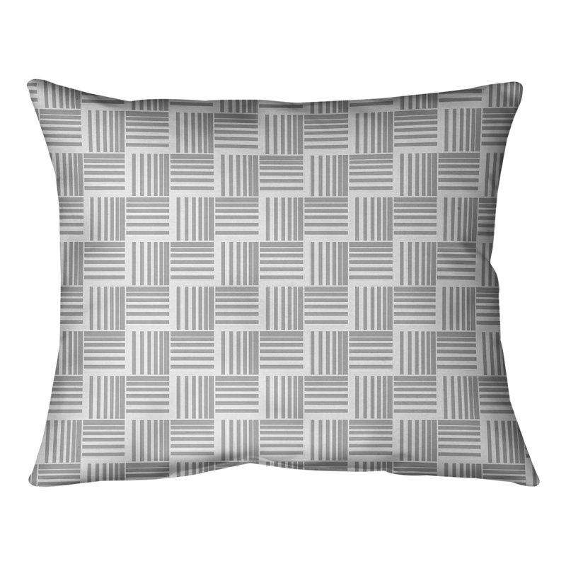 Coussin lombaire à rayures classiques Baskettressées, H 10 po x l 14 po, Duvet/plume, Gris