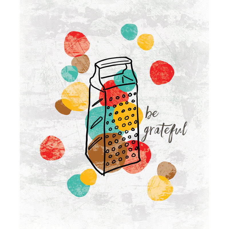 Be Grateful Fun - Painting Print, 30 cm H x 20 cm W, Black Floater Framed