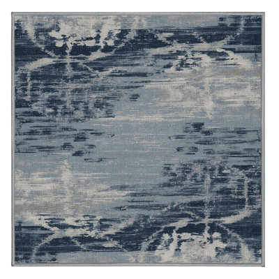 Machine Washable Abstract Gray Area Rug