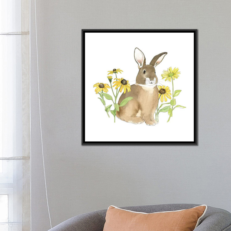 Art sur toile, Wildflower Bunnies, H 12 po x l 12 po x P 1,5 po, Toile tendue, Aucun mat