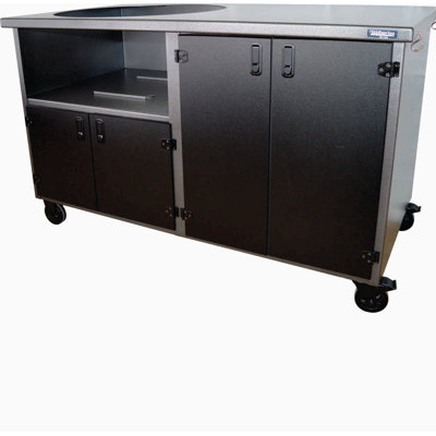 4 Door Cabinet For Large BGE, Silver Vein Body With Black Doors And Black Hardware
