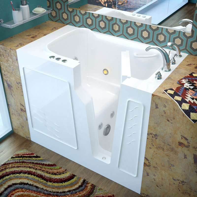 Therapeutic Tubs 26 in. x 46 in. Right Drain Quick Fill Walk-In Whirlpool Tub with Powered Fast Drain in White, White, Right