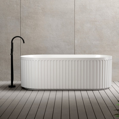 MonBlari 59" X 29" Freestanding Soaking Acrylic Bathtub with Overflow and Pop-up Drain For Bathroom