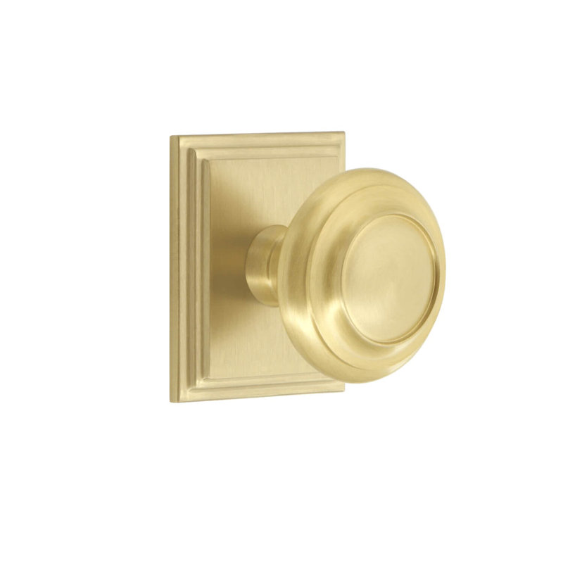 Rosette Grandeur Carré avec bouton circulaire, Laiton satiné